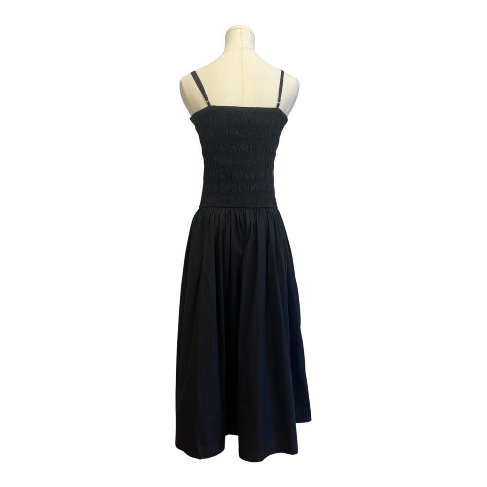 NWT Madewell Dress Size Petite Medium Poplin Smocked Maxi Black NV960 - Picture 3 of 8